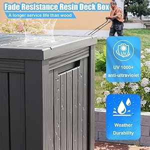 180 Gallon Lockable Resin Deck Box Waterproof UV Resistant Outdoor Storage Box for Outdoor Cushion Storage and Outdoor Delivery Storage Coffee