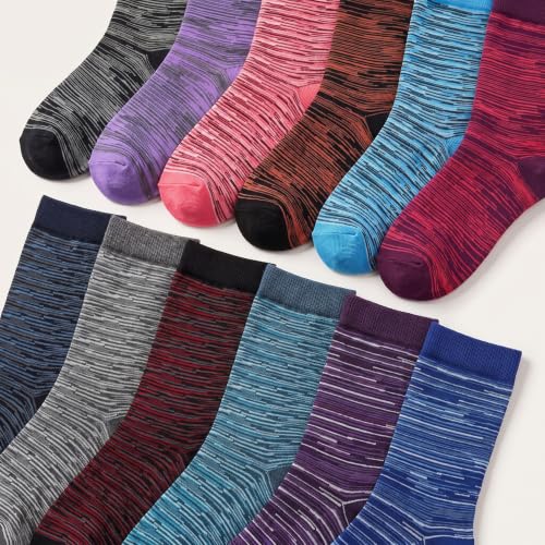 Image of Tipi Toe Women's Fun Patterned Dress Socks, 12-Pack Lightweight Colorful Crew Socks, Casual Novelty Assorted Designs