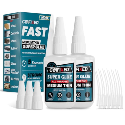 Image of Fast Super Glue 120 Gram, Strong Instant Thin CA Glue with Precision Microtips & Anti-Clog Caps for Wood Ceramic Plastic Glass 3D Prints Model