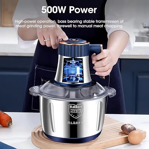 Robot kuchenny 5 l, rozdrabniacz ze stali nierdzewnej z 6 trwałymi ostrzami, młynek do mięsa 500 W, do mięsa, sałatek, sosów, warzyw, owoców i orzechów