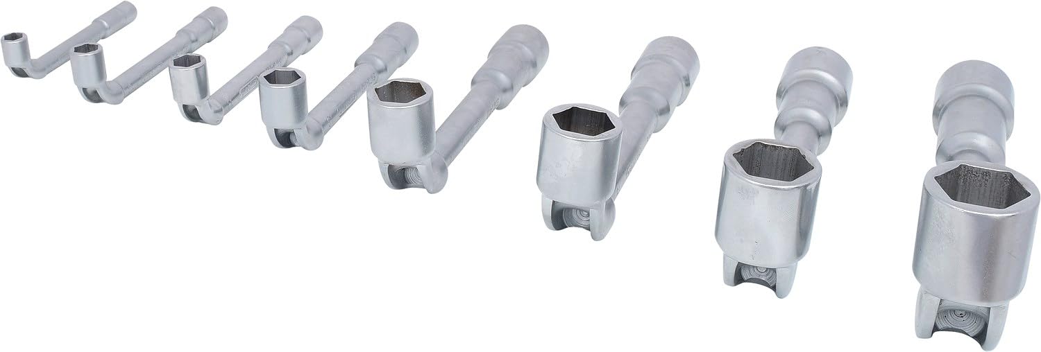 KS Tools 517.0452 Jeu de 8 clés à pipe débouchées métriques - 6 pans | Boîte de 8 clés à pipe débouchées métriques - 6 pans, 8 à 24 mm, chrome vanadium