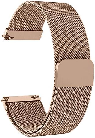 Morsey 20mm Band Compatible with Samsung Galaxy Active 2/Samsung Galaxy Watch 3 41mm/Galaxy Watch 42mm/, 20mm Stainless Steel Replacement Bracelet Strap for Galaxy Watch 42mm/Sport Smartwatch (Rose gold)