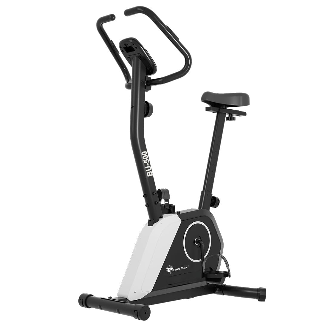 PowerMax Fitness BU-500 Upright Exercise Bike for Home | 120KG Max User, 4KG Flywheel, 14-Level Magnetic Resistance|Vertical Adjustable Seat, LCD Display, Mobile Holder | Quiet Belt Drive Cardio bike-image-49