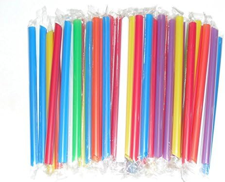Jumbo Assorted Colors 50ct/Indv. Cellophane Wrapped Bubble Tea Smoothie Straw