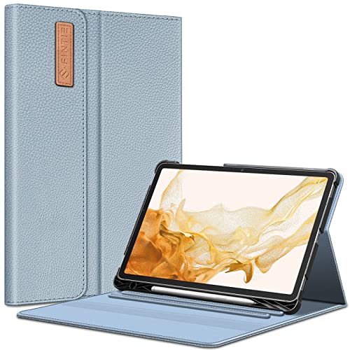 Fintie Hülle für Samsung Galaxy Tab S8 Plus 2022/S7 FE 2021/S7 Plus 2020 12.4 Zoll, Multi-Winkel Betrachtung Folio Schutzhülle mit S Pen Halter Dokumentschlitze Auto Schlaf/Wach, Eisblau