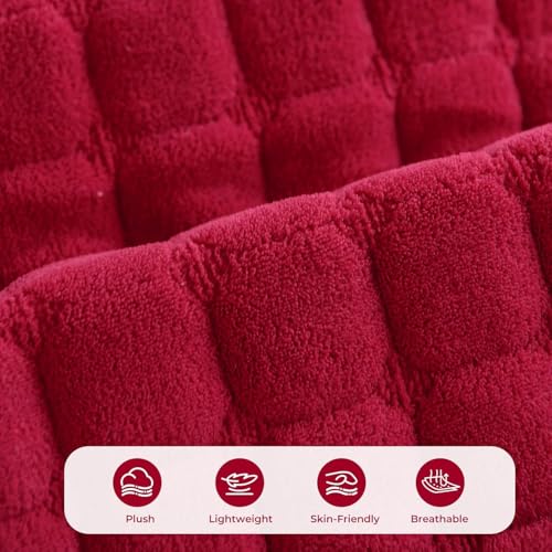 Canapé sectionnel d'angle : housse en flanelle super douce WineRed - 5