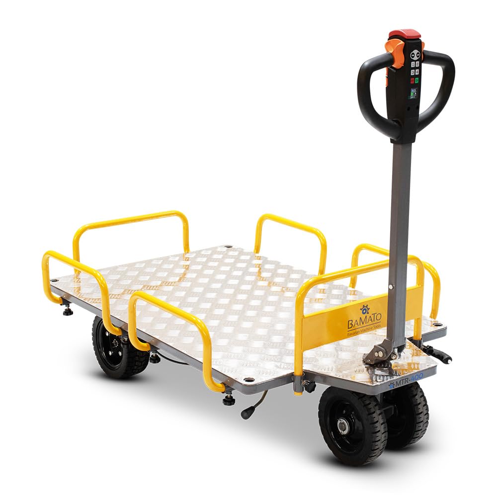 BAMATO Transportwagen MTR-400 | 100% Elektrisch | 400kg Traglast | Elektroantrieb oder Handbetrieb | Bollerwagen Hubwagen Materialtransportwagen