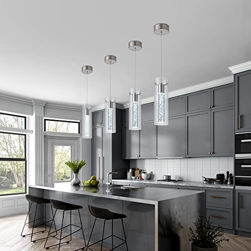 Image of 3-Pack Modern Pendant Lighting,Satin Nickel Light Chandelier,LED Bulb