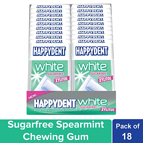 Image of Happydent White, Xylitol Sugarfree Spearmint Flavour, Chewing Gum, Fliptop Pack, 297 g - Pack of 54