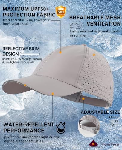 Image of Home Prefer Reflective Water Repellent Quick Dry Airy UPF50+ Sun Hat for Men Women Outdoor Sports Baseball Caps Unisex