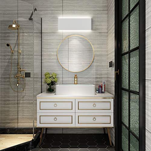 Image of Aipsun 15.75in Matte White Modern Vanity Light Up and Down LED Vanity Light for Bathroom Wall Lighting Fixtures (White Light 5000K)