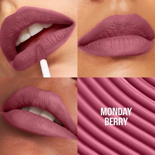 Image of Lakme 9to5 Hya Matte, Monday Berry Liquid Lipstick, for Soft and Supple Lips, with Hyaluronic Acid & Vitamin E, Matte Finish, Smudge-Proof, Long-Lasting, for Women, 5.3 ml, (Pack of 2)