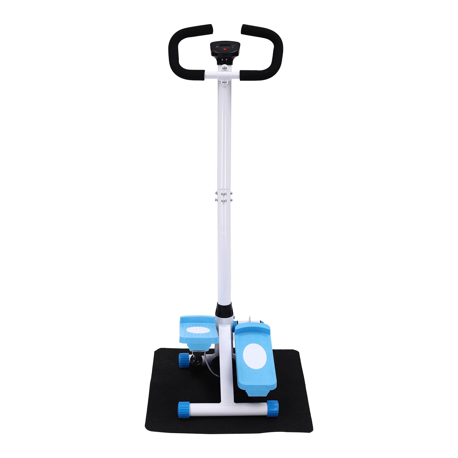 Fitness Stepper Ejercicio Stepper Stepping Machine con manillar, colchoneta, 2 bandas de resistencia, para pérdida de peso, moldeo corporal y ejercicios diarios, capacidad de carga 150 kg, azul y