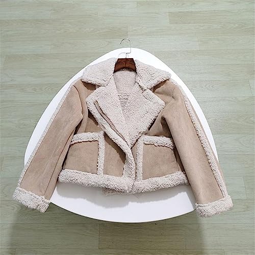 Veste polaire courte pour femme en patchwork de lambswool chaud - 2