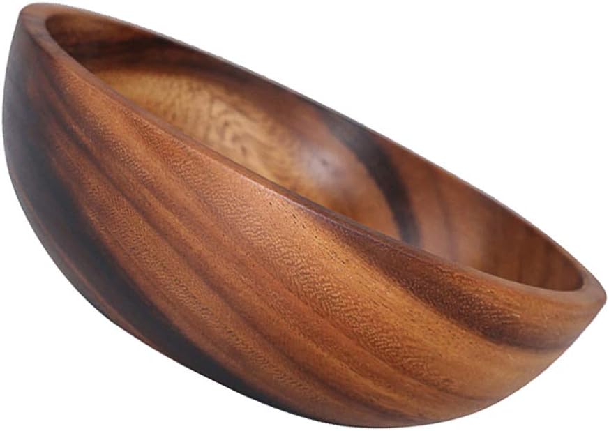 DOITOOL Wooden Salad Bowls, Handmade Round Wood Serving Bowl, Wooden Tableware Fruit Tray, MixingHousehold Basin for Fruit, Vegetables, Salad, Cereal - 20Cm X 20Cm X 7.5Cm
