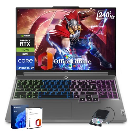 Image of Lenovo Legion 5i Gen 9 Gaming Laptop - Intel 24-Core i9-14900HX | 16 inch QHD+ WQXGA(2560x1600) 240Hz | GeForce RTX 4070 | RGB Backlit KB | w /Office Lifetime & DVD Drive | Win 11 PRO(64GB RAM | 1TB SSD)