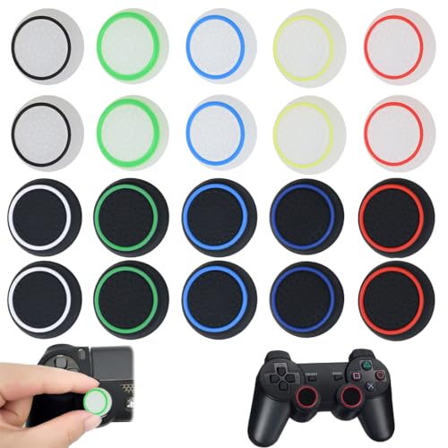 PLKSEI 20 Stück Thumbstick Caps Grip Set Thumbstick Kappen Controller Zubehör Thumbstick Kappen Gaming Zubehör Controller Cap Set Sticks Joystick Schutz Aufsätze Universelles Gaming Zubehör