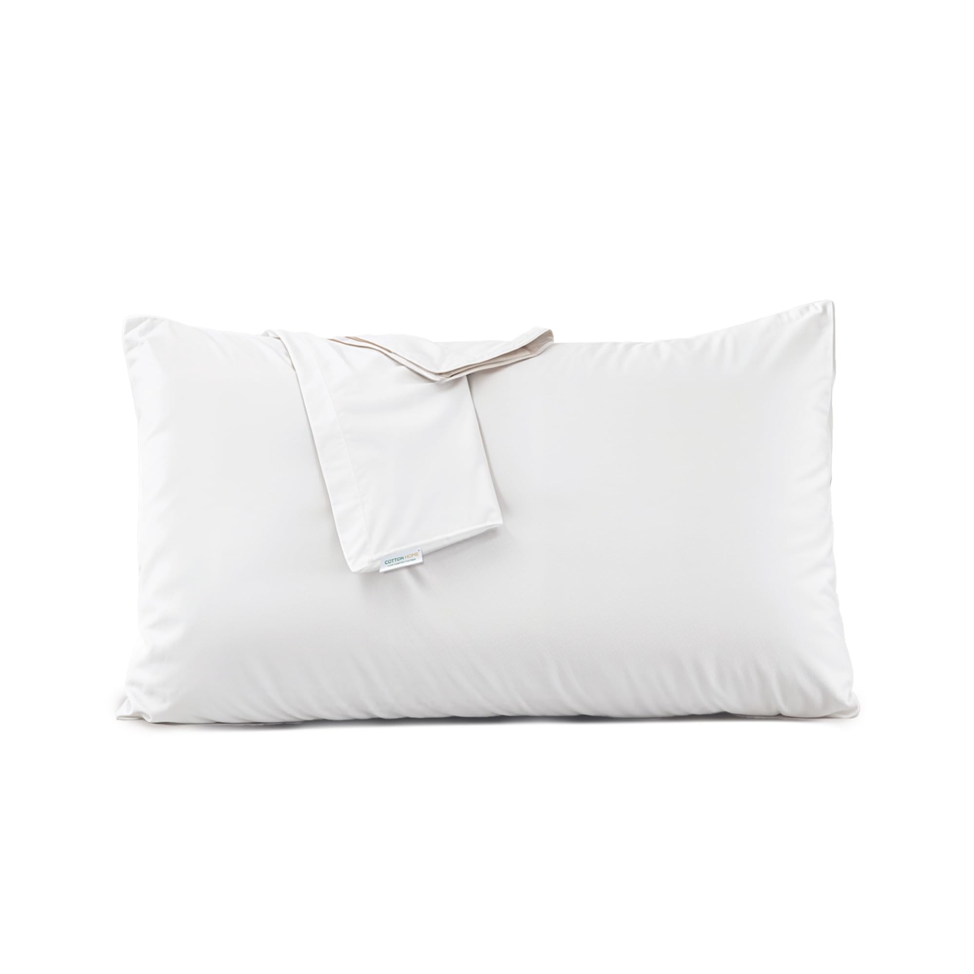 Cotton Home® Pure Combed Cotton Standard Pillow Case 2 Piece Set 50x75 cm / 20x30 inches White 350 Thread Count Soft Luxurious Long Staple Cotton Sateen Weave Pillow Cover