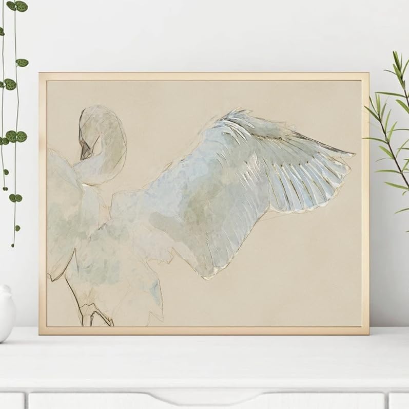 Póster de pájaro cisne decorativo en lienzo de animales salvajes 50 x 70 cm