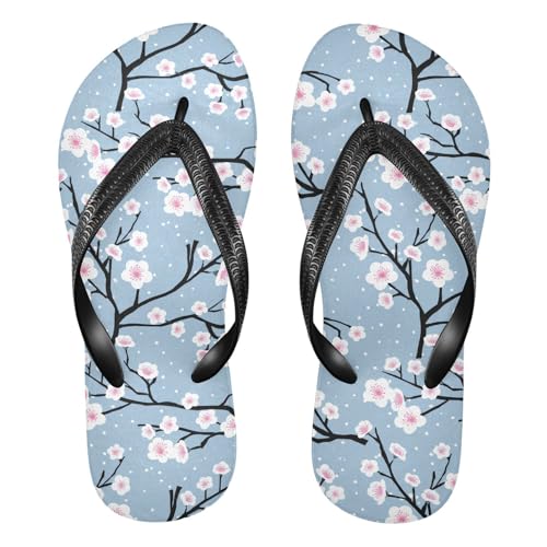 Maple Leaf Sketch Orange Blue Cherry Blossom Flip Flops for Beach Thong Sandals Anti-slip Lightweight Beach Shoes for House Indoor Outdoor