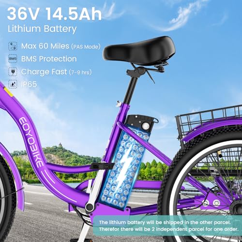 Electric Tricycle for Adults Seniors, 24/26 Inch 3 Wheel
