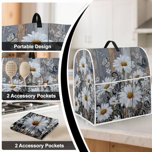 Image of 6-8 Quart Kitchen Stand Mixer Dust Cover, Kitchen Appliance Protective Covers with Top Handle and Pocket, Daisy