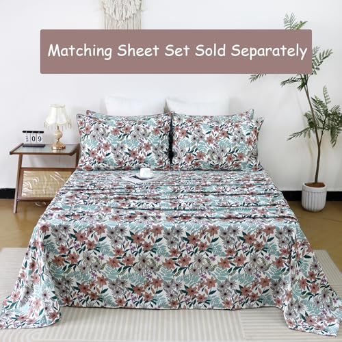 Parure de lit 100% coton double motif botanique terre cuite