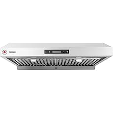 Vesta Arlington 850cfm Powerful 30''Under Cabinet Stainless Steel,With Twin Turbo Motors, Contemporary Design, Delay Shutoff 3 Speed Touch Screen, 6'' Top Round Vent, Long LED, and Long Oil Collector