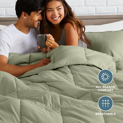 Image of Bare Home Comforter Set - Queen Size - Ultra-Soft - Goose Down Alternative - Premium 1800 Series - All Season Warmth (Queen, Sage)