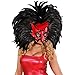 Produktbild NET TOYS Venezianische Maske rot-schwarz Teufelsmaske mit Federn und Pailletten Teufel Federmaske Satan Faschingsmaske Devil Karnevalsmaske Halloween Maskenball Accessoire