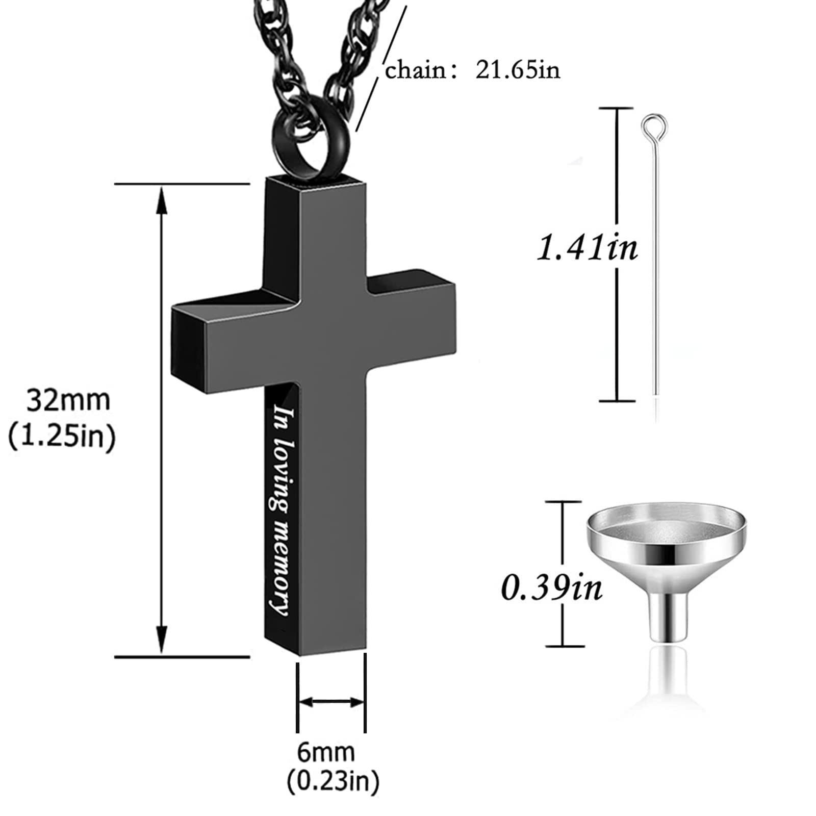 Cremation Cross urn Necklace for Ashes - Set of 6- Stainless Steel Cross Urn Pendant Ashes Holder Memorial Jewelry for Human/Pet -in Loving Memory (6pcs Cross - Customized)