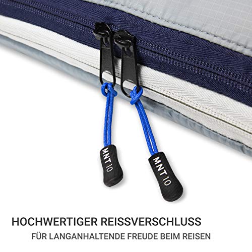 MNT10 Set van Verpakkingszakken met Compressie S, M, L, XL I Pakkubussen met Lus als Kofferorganizer I Lichtgewicht Compressiezakken voor Rugzak I Kledingzakken als Bagageorganizerset (S, M, L, XL)