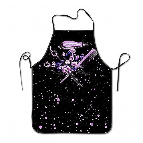 Hair Stylist Apron Hairstylist Salon Apron with Purple Glitters Tools Waterproof Hairdresser Barber Aprons Christmas Gifts for Hairdressers Cosmetology Gifts for Women Men