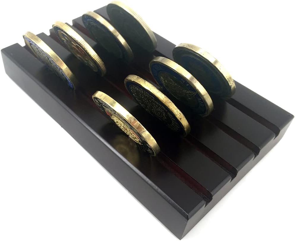 WOERDA Amazing 4 Rows Coin Holder, Military Challenge Coin Display Holder Stand