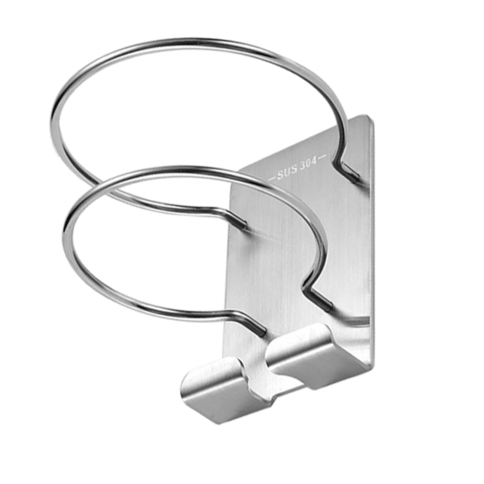 Support sèche-cheveux mural en acier inox 304 argenté au design épuré