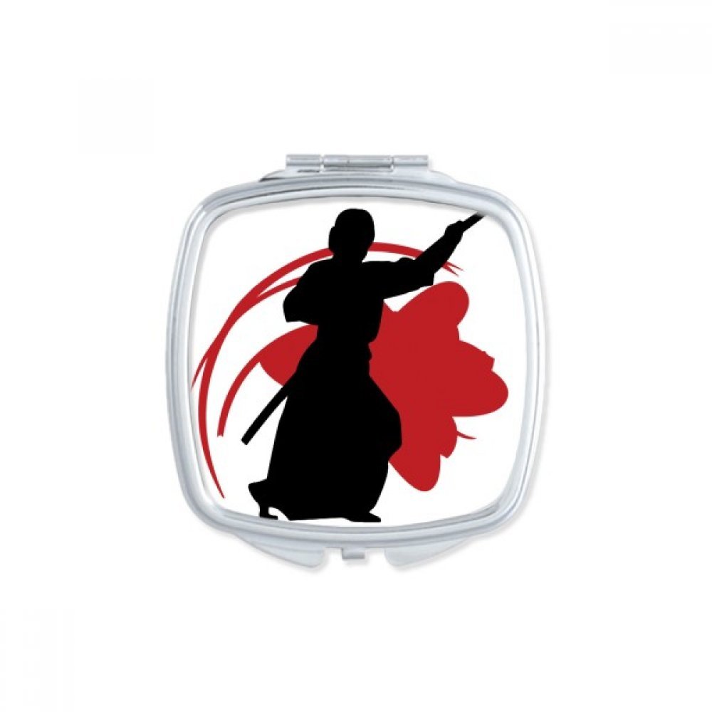 Miroir de poche de maquillage compact carré au style asiatique imprimé multicolore