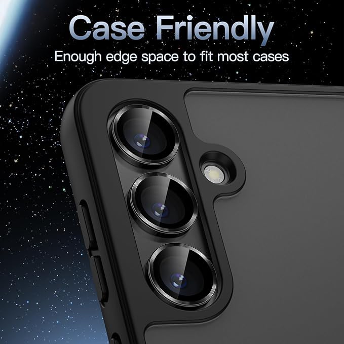 Image of CLITZ Camera Lens Protector for Samsung Galaxy S25+ / S25 Plus 5G, 9H Tempered Glass Metal Individual Ring Cover,HD Clear, 1 Set (Black)