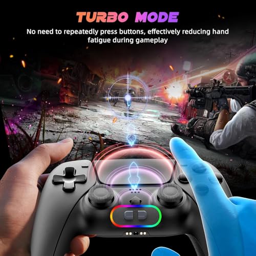 Image of Puiseno Wireless Controller for PS-4, Dual Vibration Game Joystick /Speaker /3.5mm Audio Jack Headphone /Motion Sensing,Upgraded Six-Axis Sensor, Compatible with PS4 /Slim /Pro Console /PC (PS5-black)