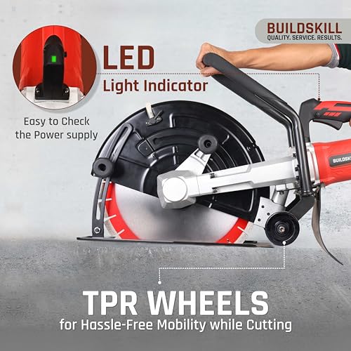 Image of BUILDSKILL 5000W Concrete Cutter with Copper Motor | 4700 RPM No Load Speed | 405 mm / 16 inch Cutting Wheel Diameter | Heavy Duty Performance