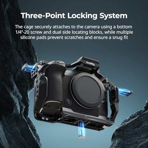 Image of SmallRig R6 Mark III Camera Cage Kit for Canon R6 Mark II with Top Handle, Side Handle and Cable Clamp, HawkLock Dual NATO Rails, Quick Plate for Arca, Support Handheld and Low-Angle Shooting-5956