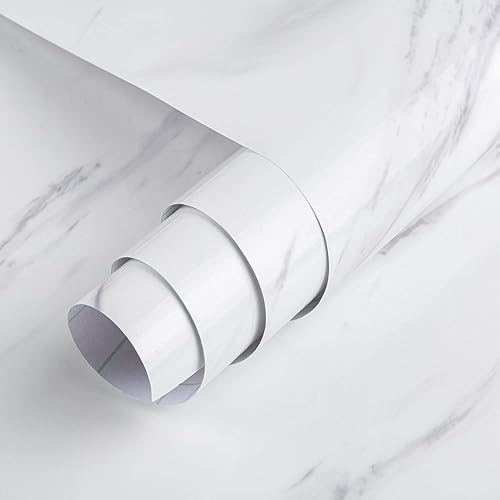 TOTIO Wide Milk White Marble Wallpaper Peel Stick 24x394inch Glossy