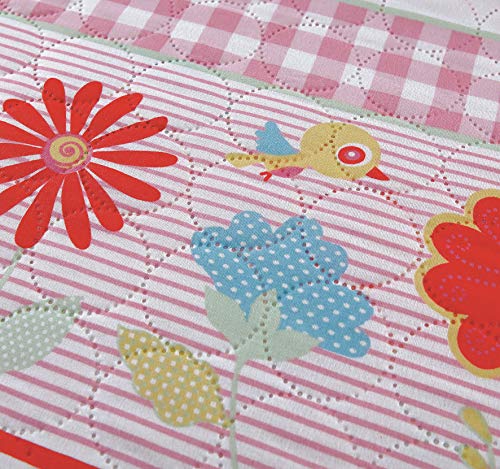 image for 3-Piece Girls Floral Quilt Set Full or Queen with Shams, Flowers Birds