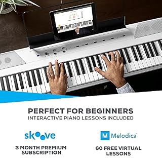 ALESIS RECITAL piano numérique 88 touches semi-lestées avec enceinte intégrées & Audibax Onyx 130 Plus White – Support Double Ciseaux pour Clavier – Support pour Clavier de Musique Électronique - Les Beatles, Paul McCartney, John Lennon, RIngo Starr, George Harrison ALESIS RECITAL piano numérique 88 touches semi-lestées avec enceinte intégrées & Audibax Onyx 130 Plus White - Support Double Ciseaux pour Clavier - Support pour Clavier de Musique Électronique – Image 3