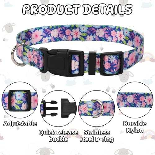 Image of 5 Pack Goat Collars with Bells, Adjustable Nylon Collar Set pet and Horse Sheep Grazing Copper Bells Pet Anti-Lost Loud Bronze Bell for Small Farm Animal Sheep Goat Cow Accessories(Floral)