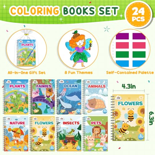 Image of ZMLM 24 Pack Nature Coloring Books - Birthday Party Favors for Kids 4-8