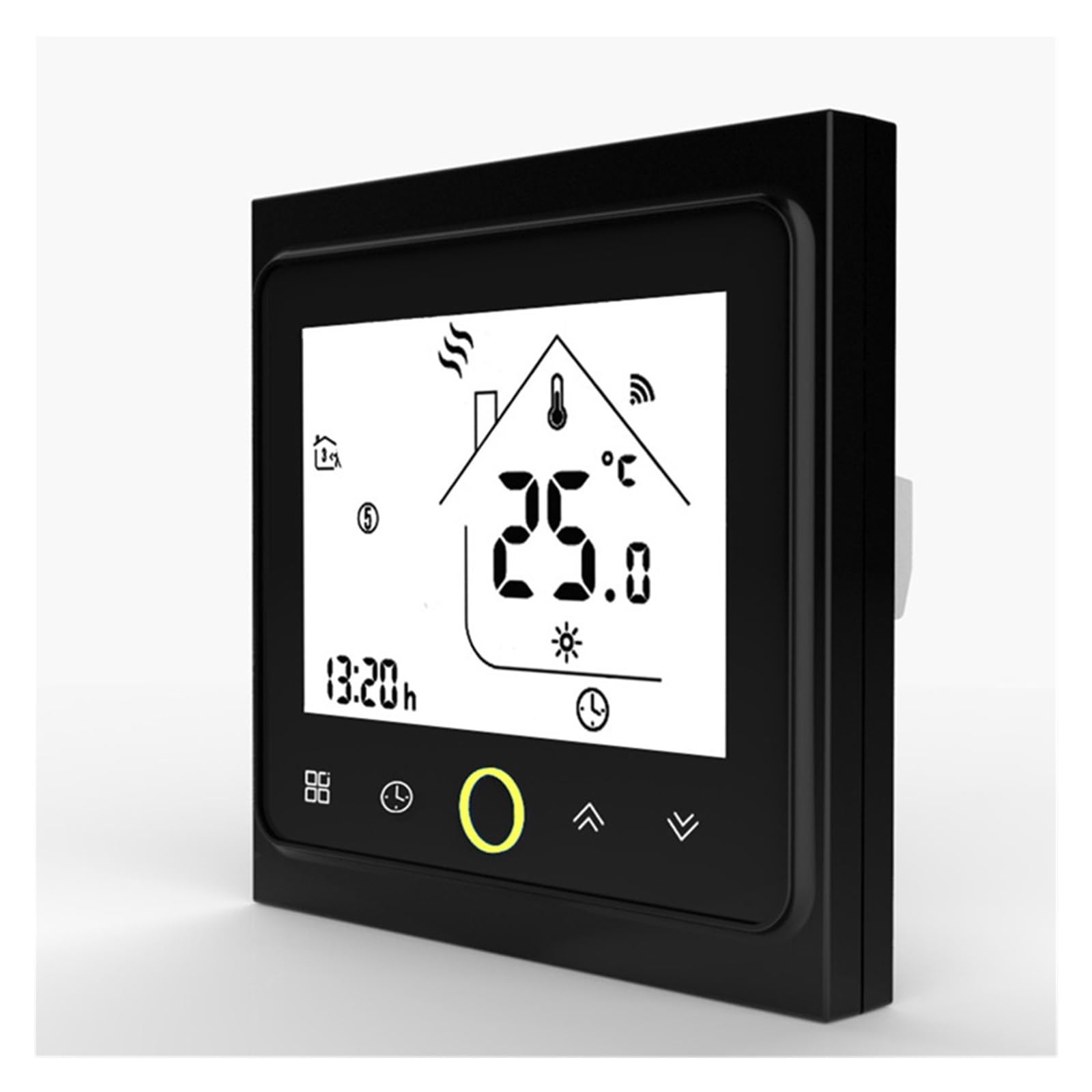 Inteligentny termostat Wifi Regulator temperatury do ogrzewania podłogowego Kocioł wodny/gazowy działa w domu OszczęDza Energię I Koszty Ogrzewania(Black,BHT-002GC (WiFi))