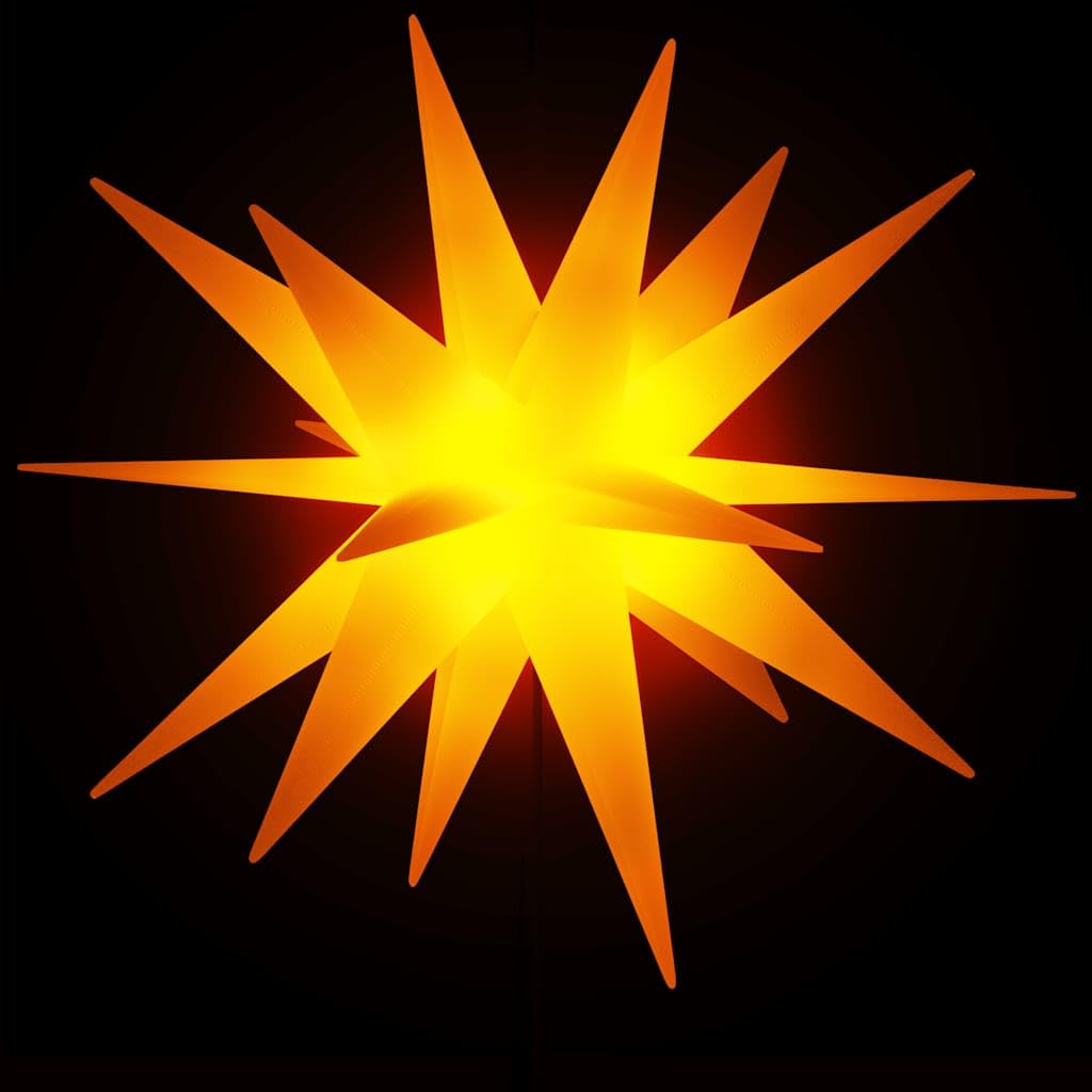 LED-Weihnachtssterne 3 Stück mit Erdspießen faltbar Gelb 57 cm warmweiß IP44 wasserdicht Timer innen außen Garten Balkon Terrasse festliche Deko