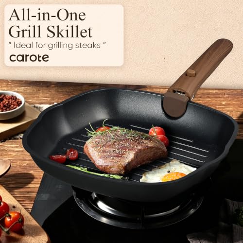 Image of CAROTE 23pcs Pots and Pans Set Non Stick with Detachable Handle, Nonstick Cookware Sets, Kitchen Cooking Set - Camping Cookware, Oven /Dishwasher Safe, Induction Compatible