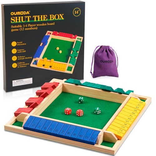 Juego Shut The Box con tablero y 12 dados de madera miniatura 6