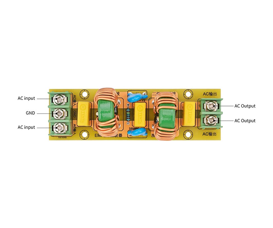 DLOETT 18A Hochfrequenz-AC-Netzfilter EMI-Filtermodul Anti-Jamming DIY für Lautsprecher-Audio-Verstärker Heimkino